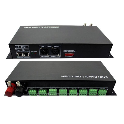 DC12/24V 24Channel, High Quality 256 Gradations of Controlling Universal standard DMX512 Controller Decoder for buildings & lights applied LED DC12/24V 24Channel, High Quality 256 Gradations of Controlling Universal standard DMX512 Controller Decoder for buildings & lights applied LED